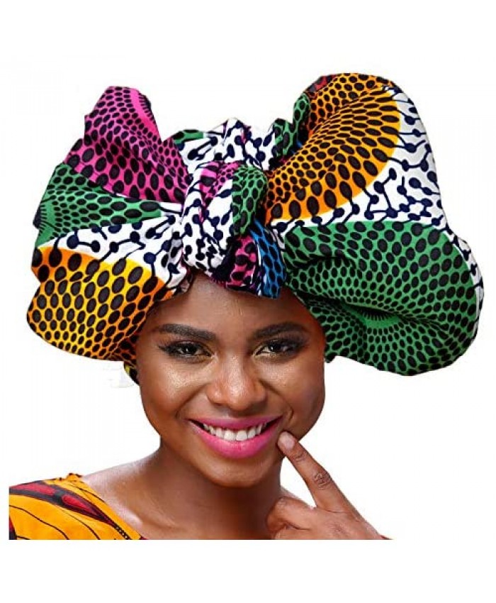 Shenbolen African Traditional Wax Print Head wrap Headwrap Scarf Tie One Size