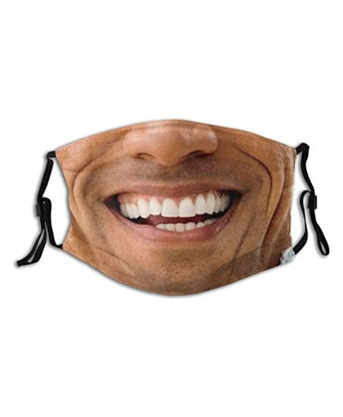 Smile Mouth Cover with 2 PCS Filters Reusable Adult Smiling Lightweight Face Bandanas Breathable Adjustable