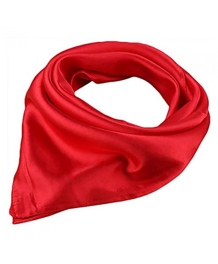 Women Satin Square Scarf Wrap Silk Feel Solid Color Hair Scarf Accessory 23