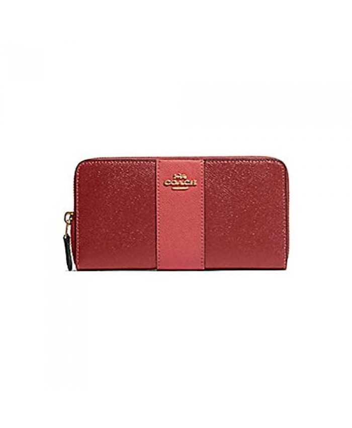 Coach Pebble Leather Accordion Zip Wallet in Rouge F16612