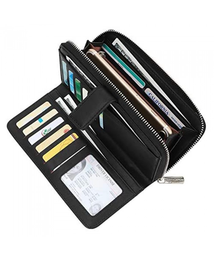 Cynure Women's Long 20 Slots Card Holder Leather Long Zipper Clutch Wallet for Ladies