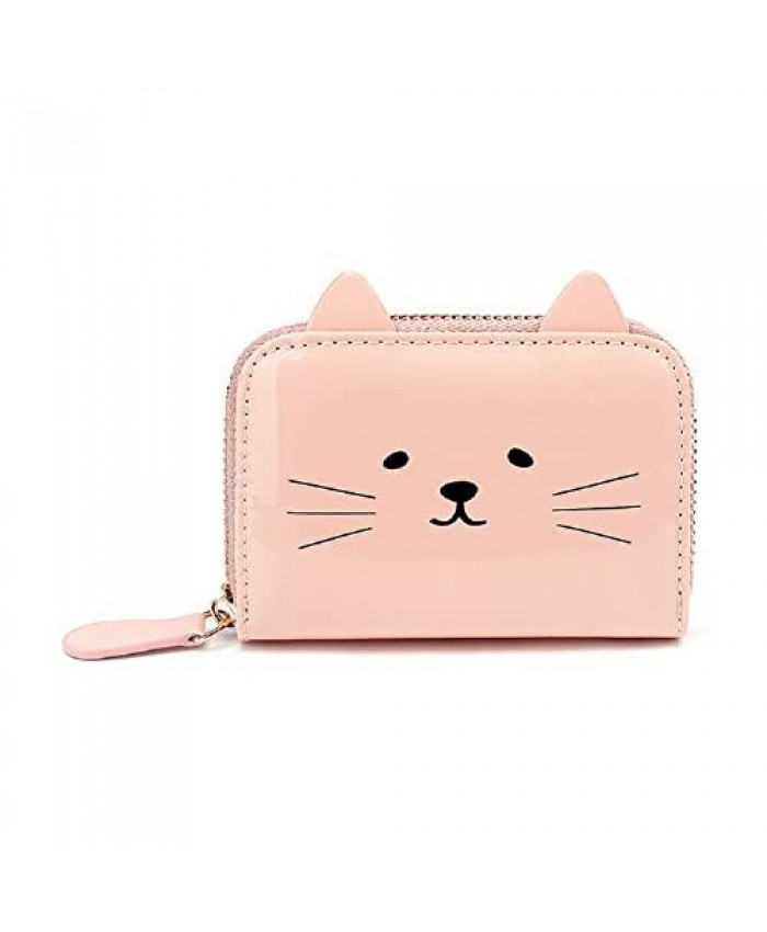 JIUFENG Women's Wallet RFID Blocking Cute Cat Printed Zipper Coin Purses Multi Purpose Card Holder Fashion Small Wallet