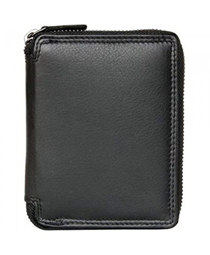 Men's Metal Black Zipper-around (Zip-around) Leather Wallet Kabana