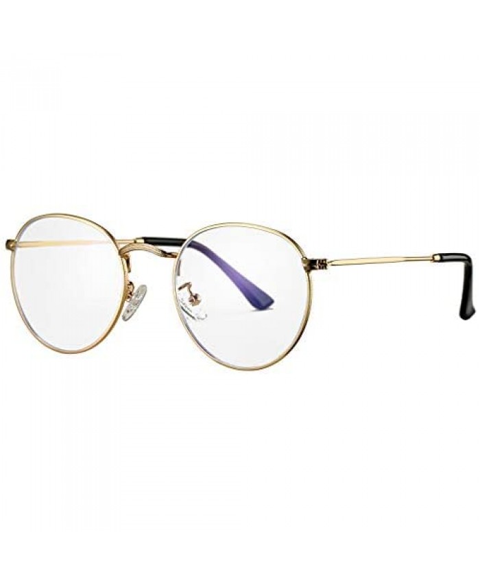 Classic Round Clear Lens Glasses Vintage Circle Metal Eyeglass Frames Non Prescription Lens Eyeglasses