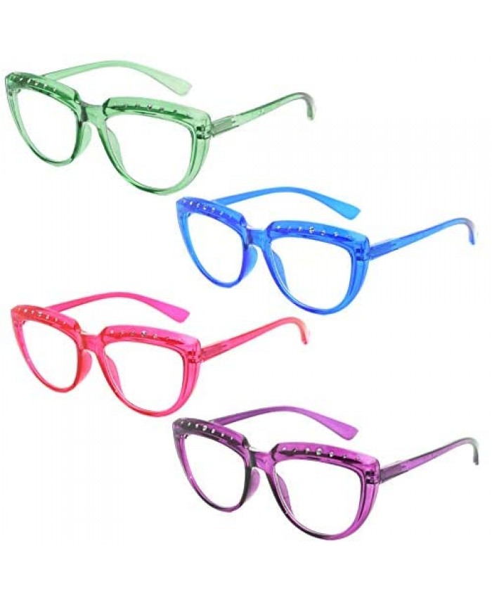 Eyekepper 4-Pack Reading Glasses for Women Rhinestone Readers Oversize Half-Moon Design Eyeglasses