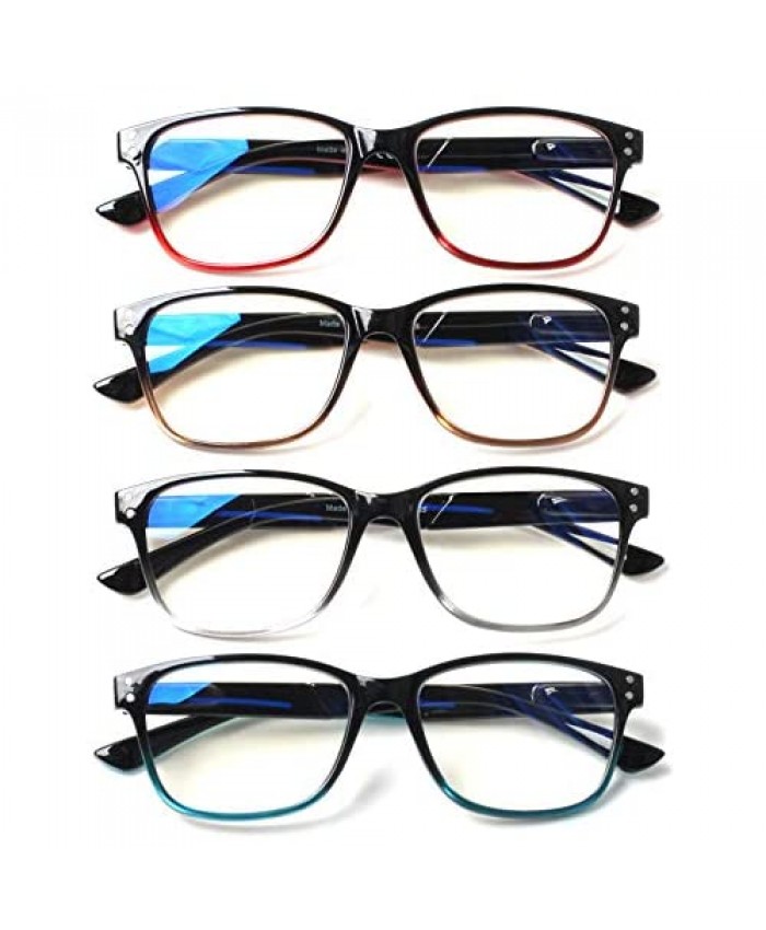 Henotin 4-Pack Reading Glasses Blue Light Blocking Computer Readers Anti UV Ray for Women/Men Lightweight Eyeglasses