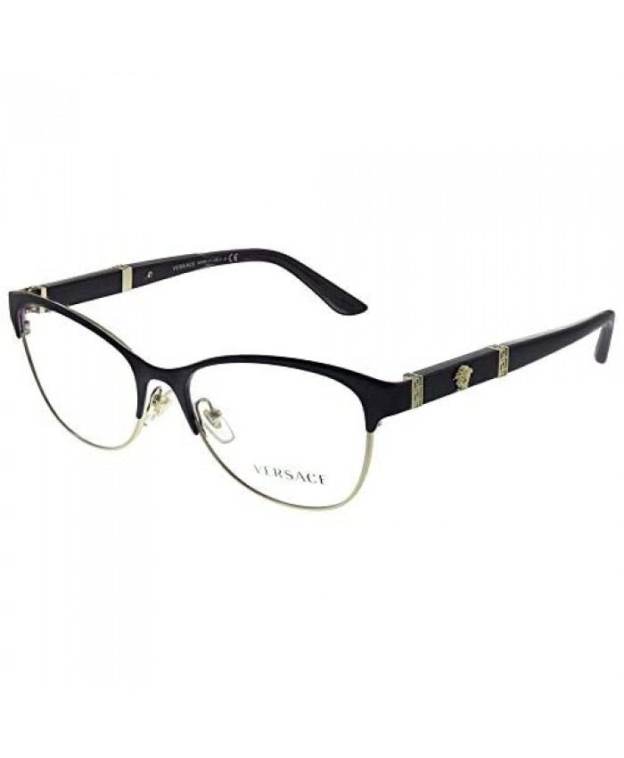 Versace VE 1233Q 1418 Eggplant Pale Gold Metal Cat-eye Eyeglasses 53mm