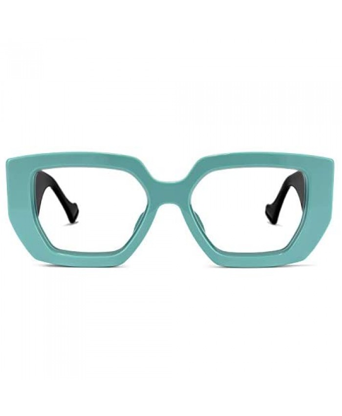 Zeelool Stylish Oversized Geometric Thick Blue Light Blocking Glasses for Women Men Reece ZOP606881